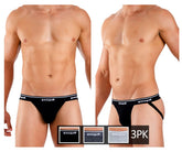 Papi 705910-962 3PK 1X1 Rib Jockstrap Farbe Schwarz-Anthrazit-Grau